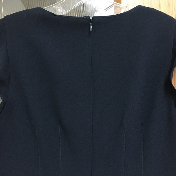 NWT $368 ELIE TAHARI NAVY STEFANA RUFFLE SLEEVE SHIFT DRESS Sz 10 - Picture 10 of 12
